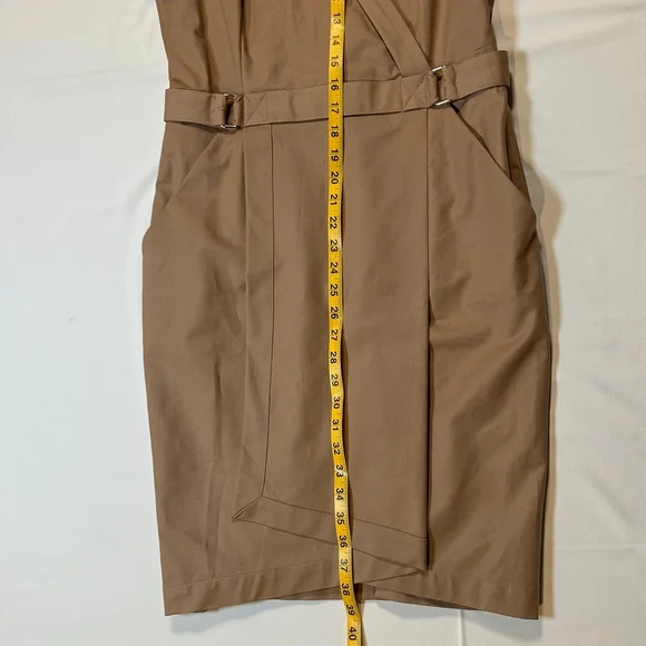 REISS | Quiet Luxury Wrap-Style Belted Dress | Camel Neutral | US 8 - Picture 10 of 11